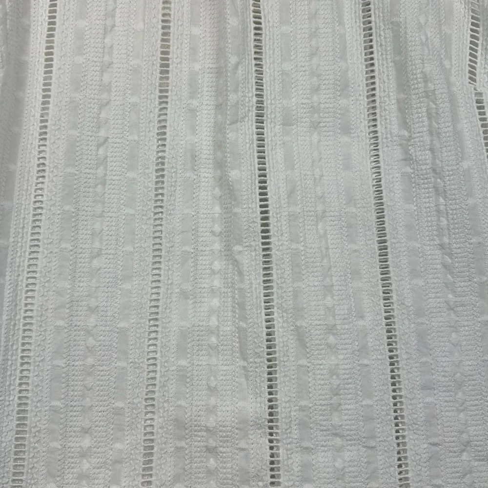 J. Crew Petite White Eyelet Ruffle Mock Neck top Sz 10P